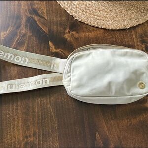 Lululemon White and Gold Belt Bag